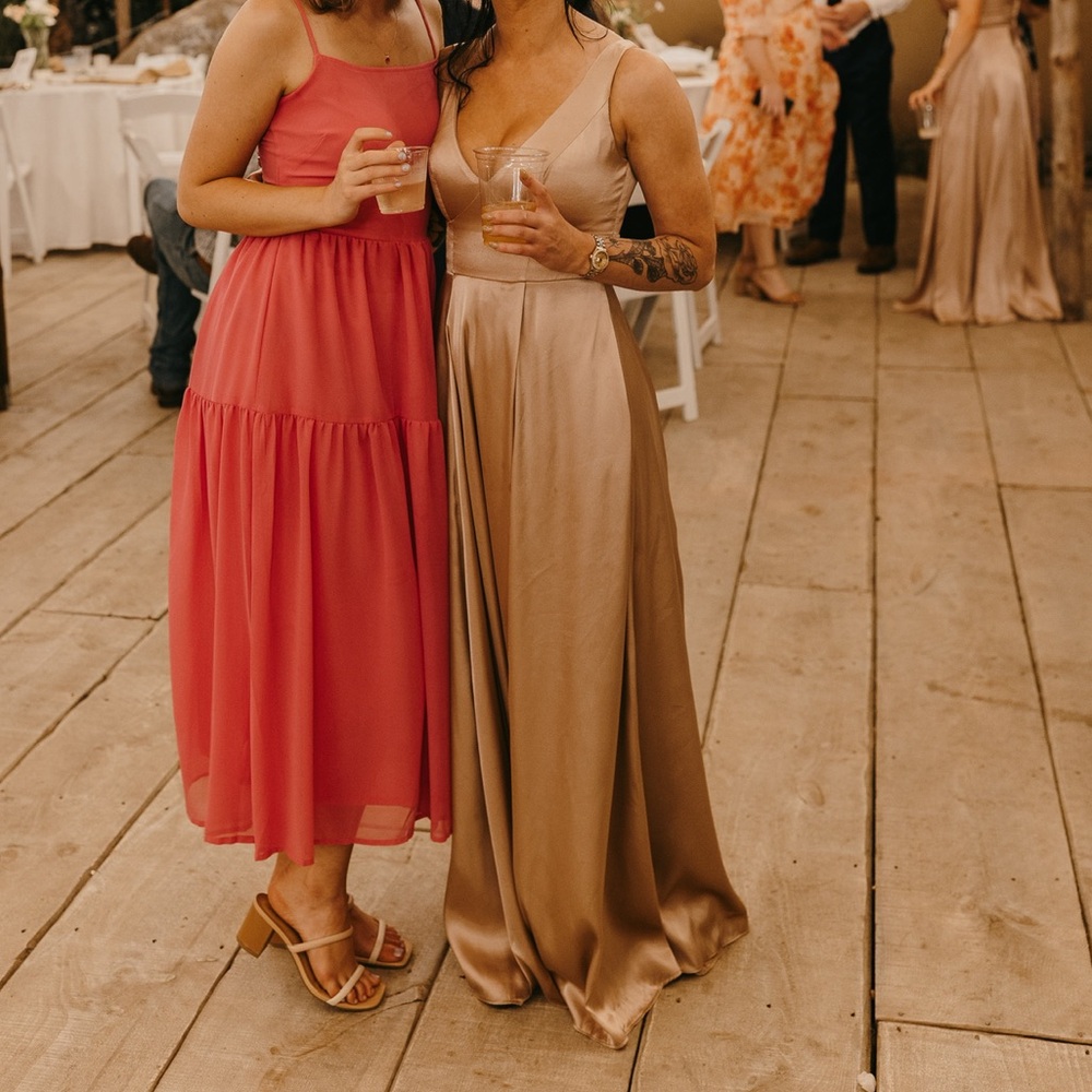 Gold Champagne Satin Bridesmaid Dress